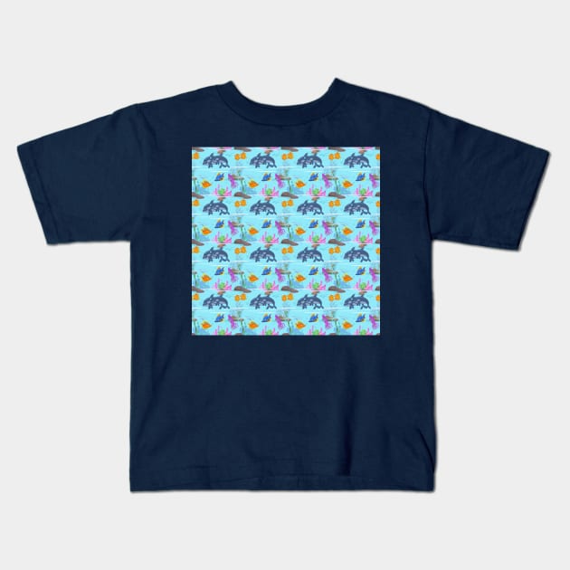 Underwater sea life illustration design Kids T-Shirt by Choulous79